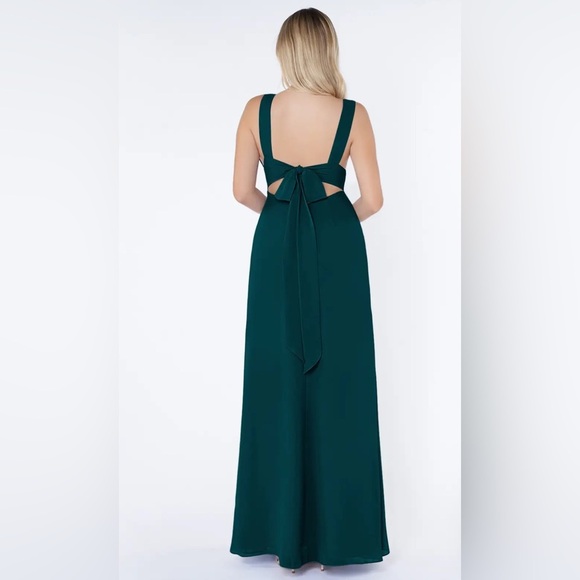 Azazie Christina Green Peacock Cocktail Maxi Dress Size A4 - Picture 2 of 5